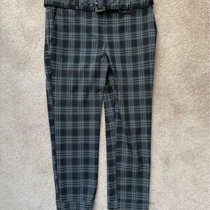 LOFT Black and Gray Cropped Plaid Pants